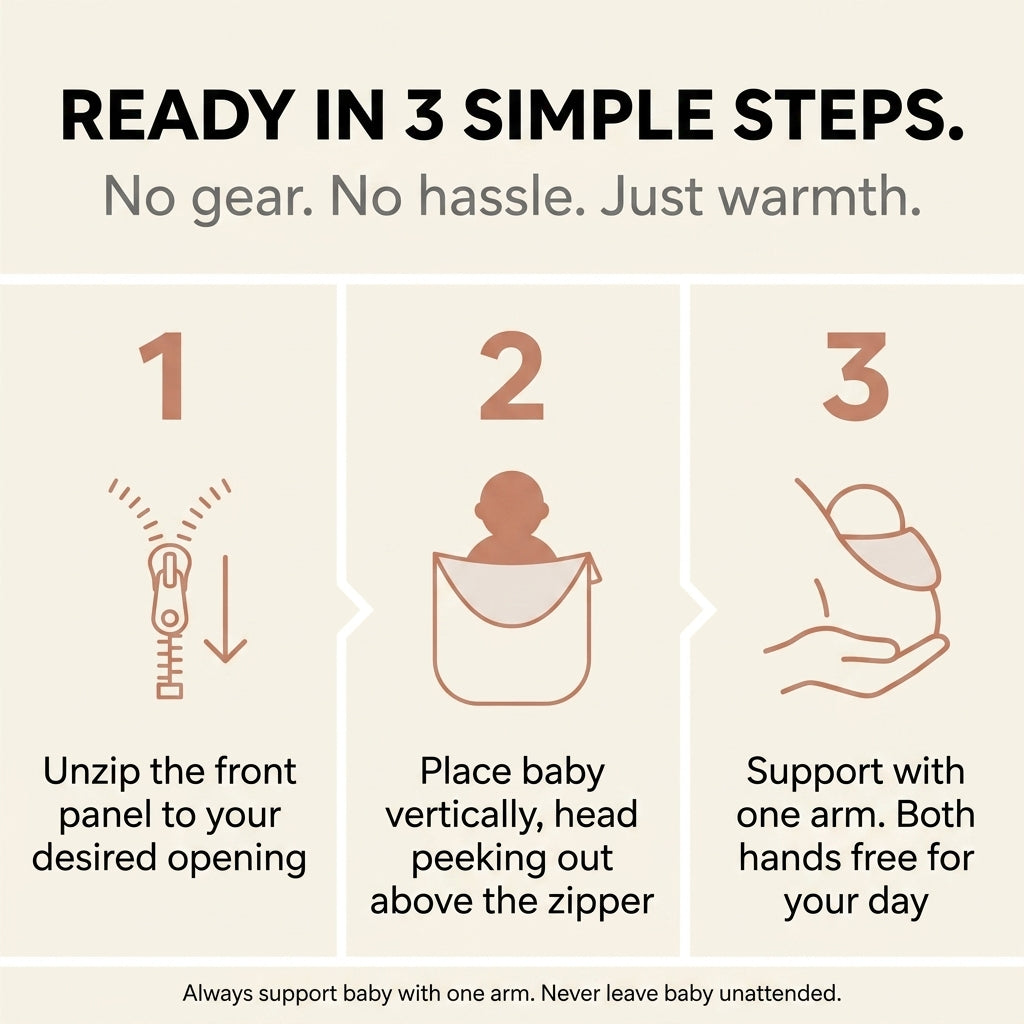 BabyWrap 2 in 1 Baby Carrier Hoodie Stay Warm Hands Free.