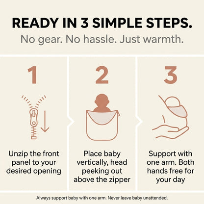 BabyWrap 2 in 1 Baby Carrier Hoodie Stay Warm Hands Free.