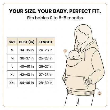 BabyWrap 2 in 1 Baby Carrier Hoodie Stay Warm Hands Free.